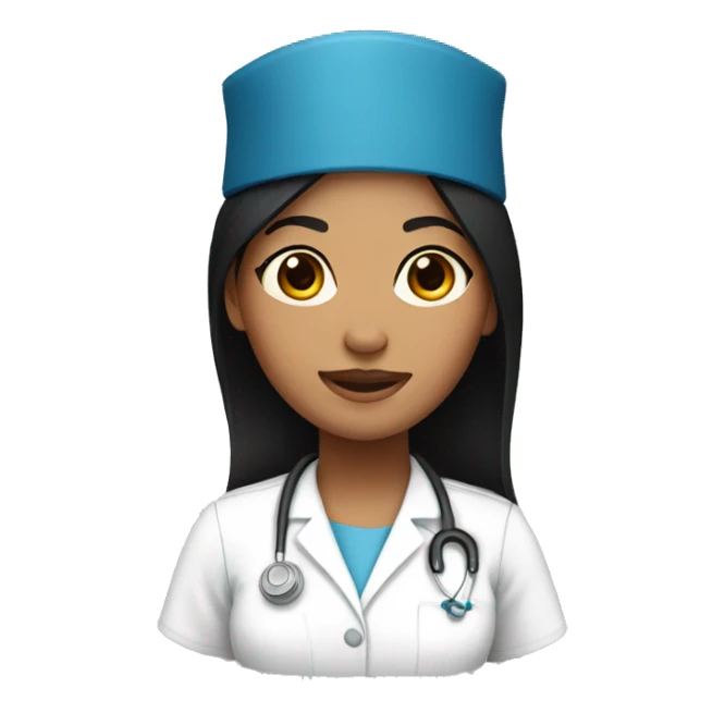 Female Nurse  with black hair and cap sticker