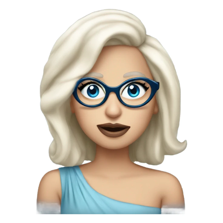 Real lady-gaga-sing-blue eyes- wearing glasses: sticker