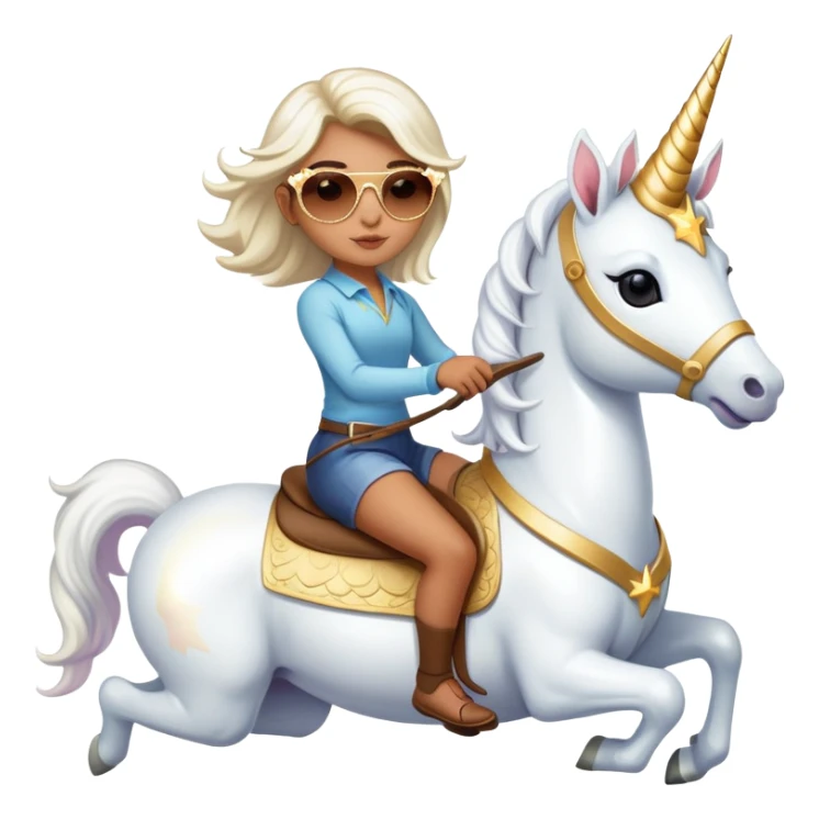 Girl with star sunglasses riding a unicorn sticker