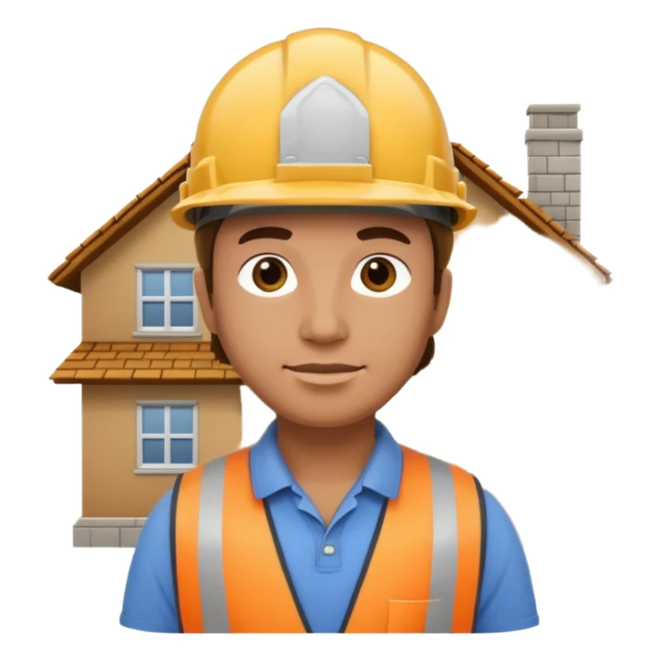 construction worker with helmet standing in front of a house sticker
