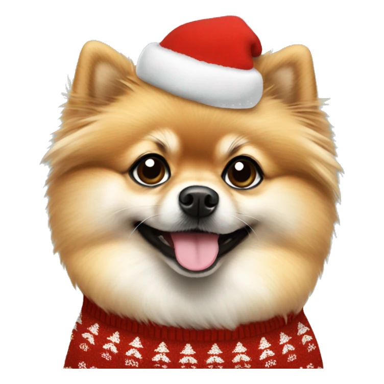 Pomeranian dog wearing christmas Sweater  sticker