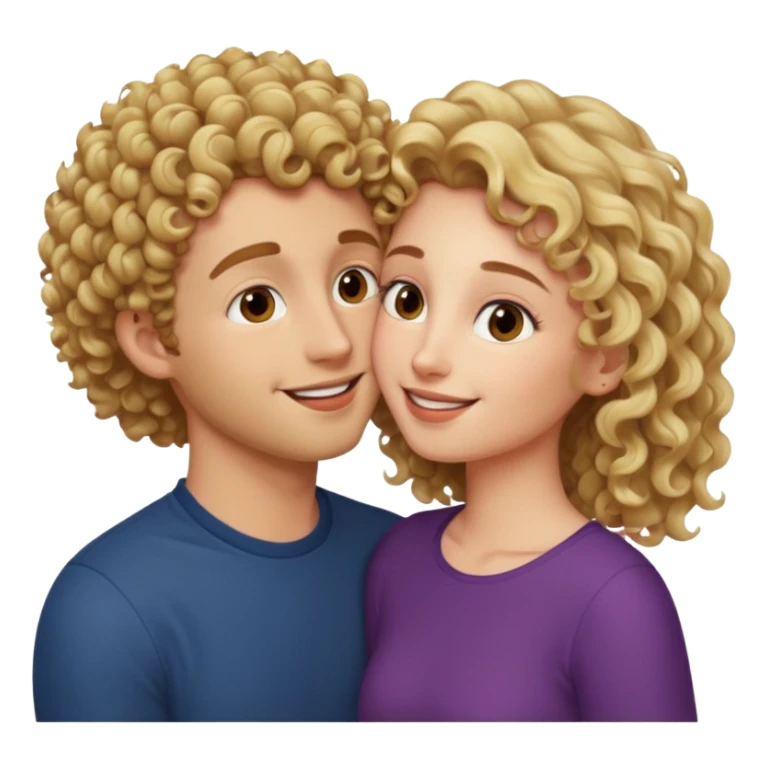 Blonde curly guy kissing on brown haired girl sticker