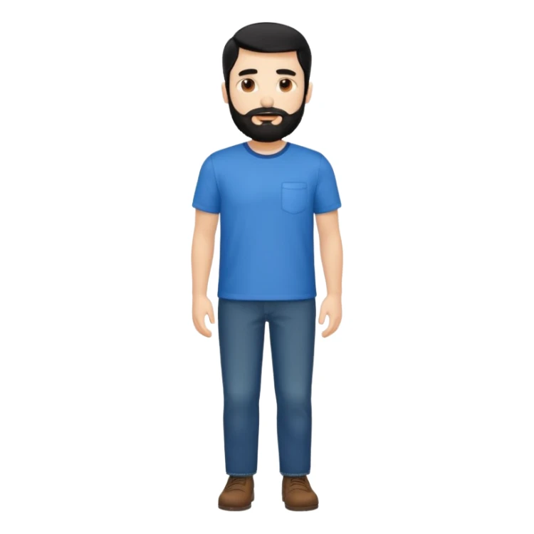 Hombre blanco con barba, su cabello es negro cuerpo entero sticker