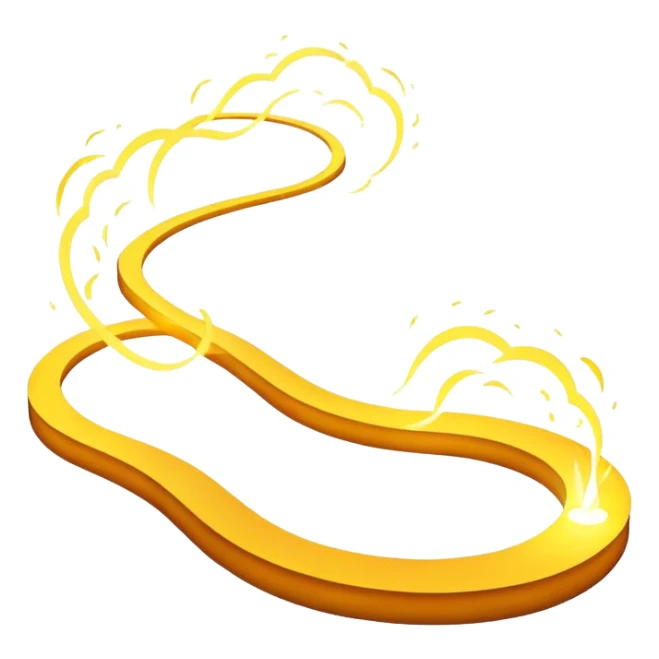Create a playful and minimalistic emoji-style icon of a floating, curved path made of glowing thoughts or sparks, representing spontaneous and creative thinking. The path should feel light, fluid, and energetic – like dancing ideas flowing in the air.



 sticker