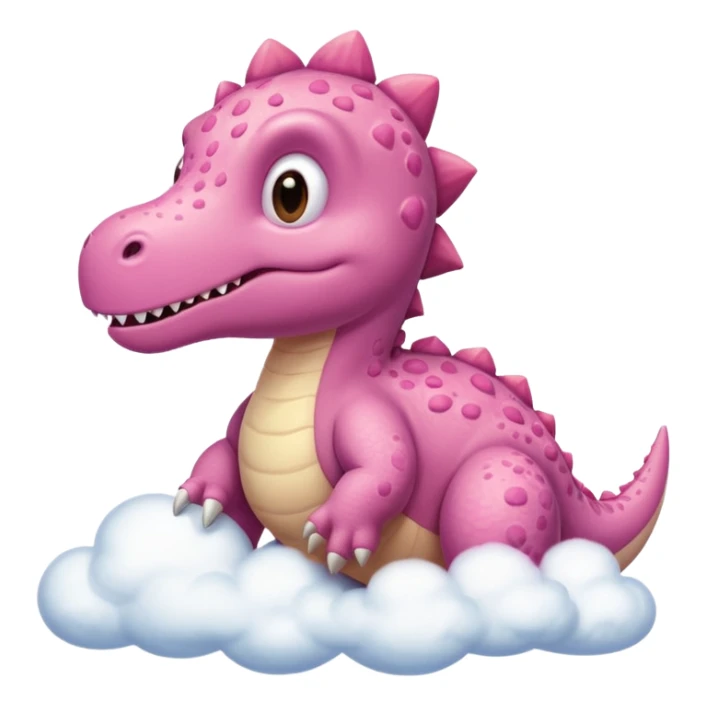 Dinosaurio rosa tierno, diciendo en una nube "Raw" sticker