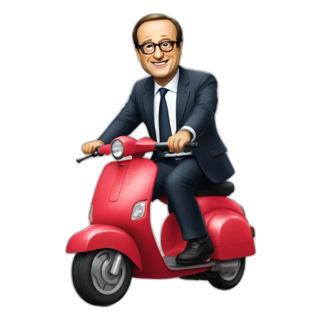 François hollande sur un scooter sticker
