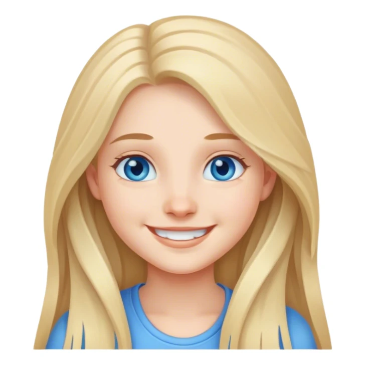 smiling girl portrait with long hair blue eyes sticker