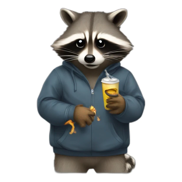 raccoon depress smoking fat join tracksuit  sticker