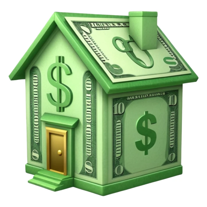 A money and a house sticker