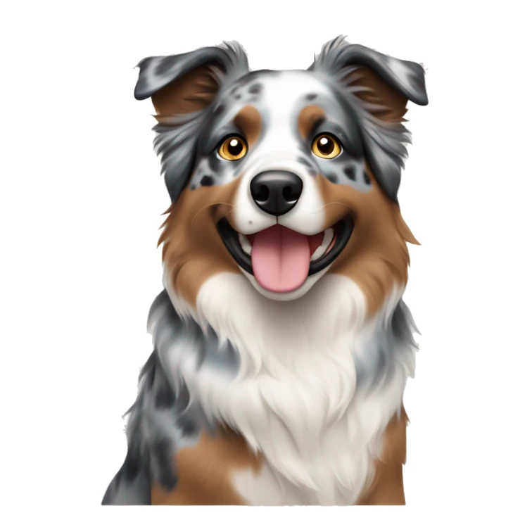 smiling caucasian brown-haired couple with blue merle Australian Shepherd  sticker