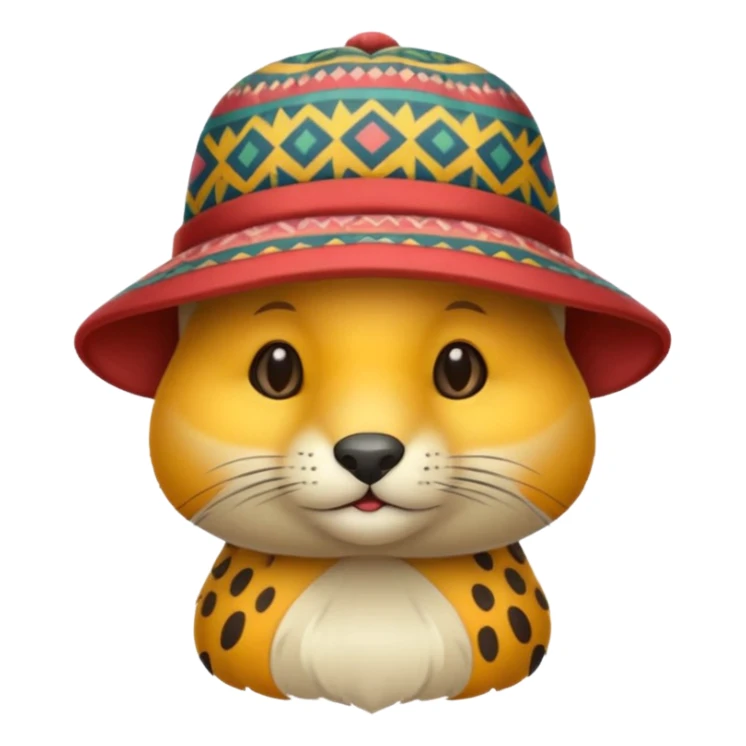 animal wearing patterned hat  sticker