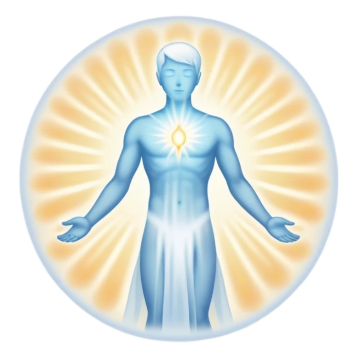 White strong spiritual aura emits from human silhouette  sticker