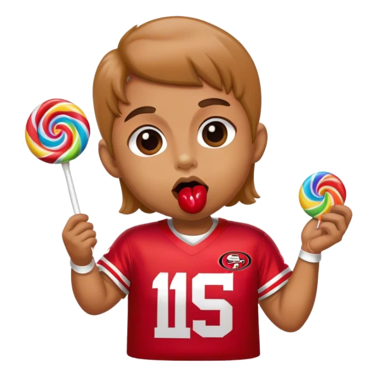 Gay pride 49ers fan licking rainbow lollipop sticker