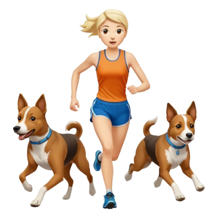 female canicross runner with two dogs, running together sticker