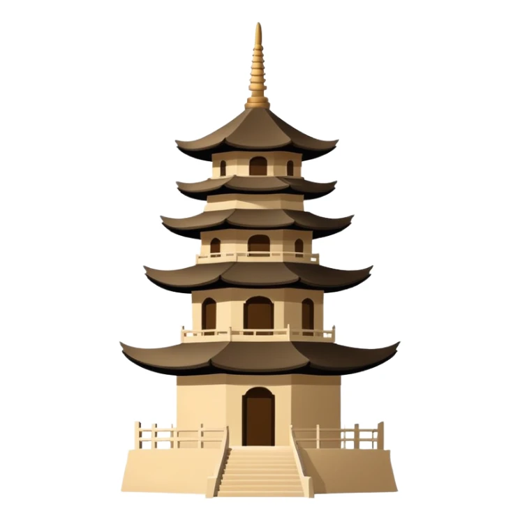 Basic Chinese pagoda emoji icon, simple silhouette, standard emoji style sticker