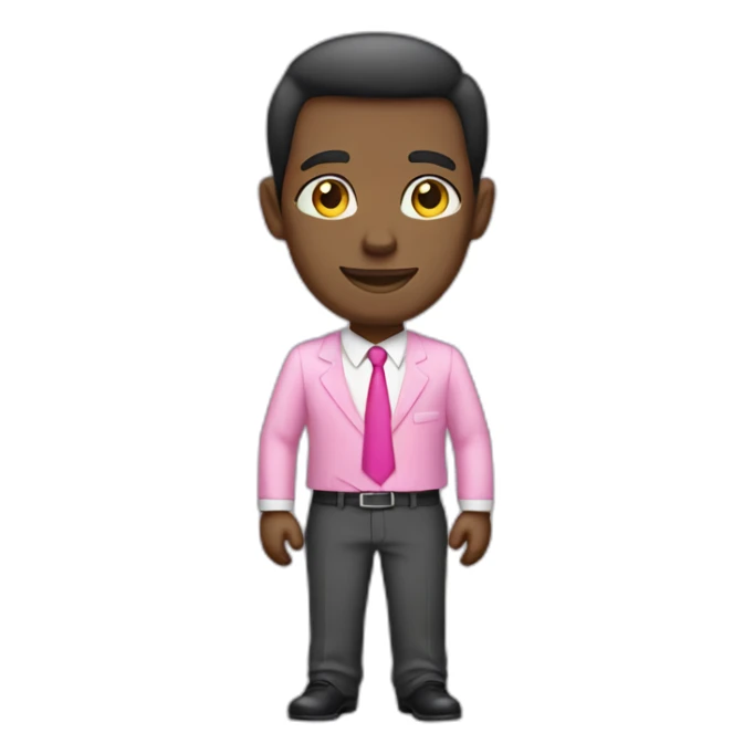 afroamerican salesman in formal dress and with pink shirt sticker
