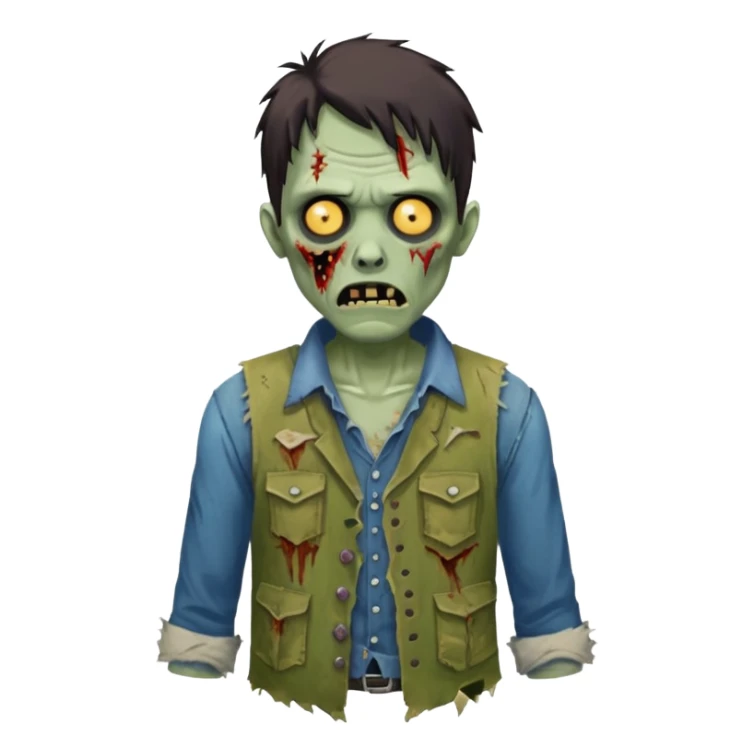 zombie in vest and shirt sticker