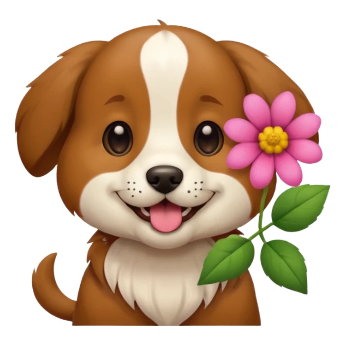Dog with flower in mouth  sticker