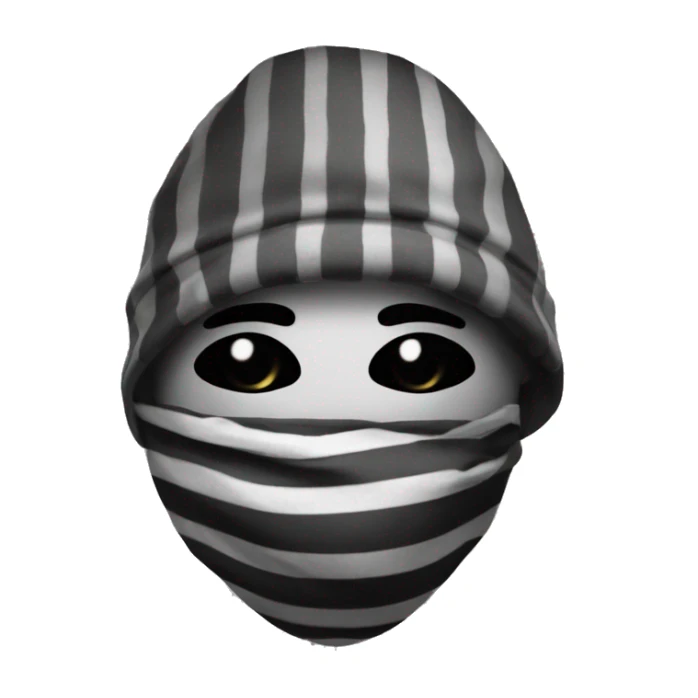 A robber with black & white lined dress, With a sack and weared a eye mask sticker
