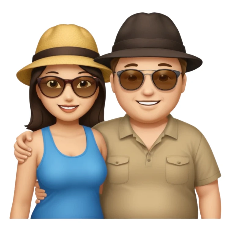 fat brunette white guy with fat brunette asian girl sticker