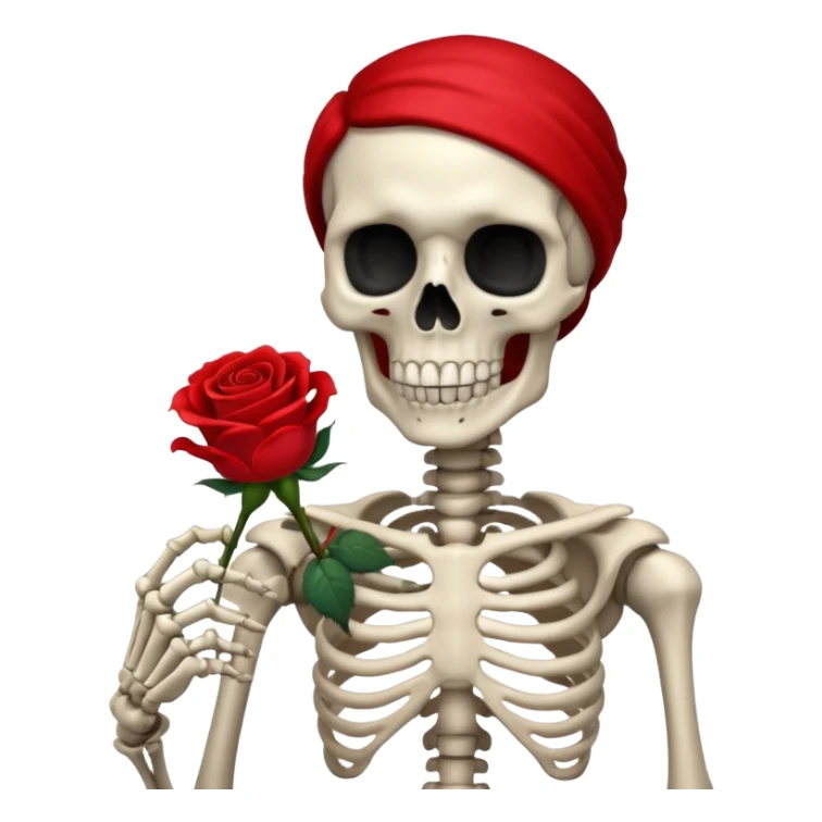 Skelton holding rose in hand  sticker