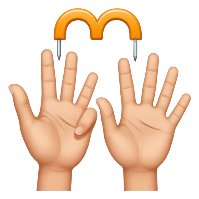 Two hands with one making a “c” and the other a “t”.. hands only use thumb and pointer fingers to create letters. The “t” goes inside the “c” and looks like it’s hanging off of it sticker