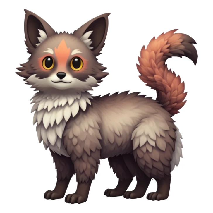lush warm-colored Fakémon-Trico-creature (full body) sticker