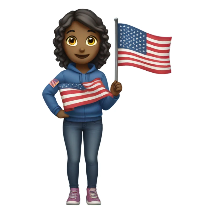 Girl with American flag sticker