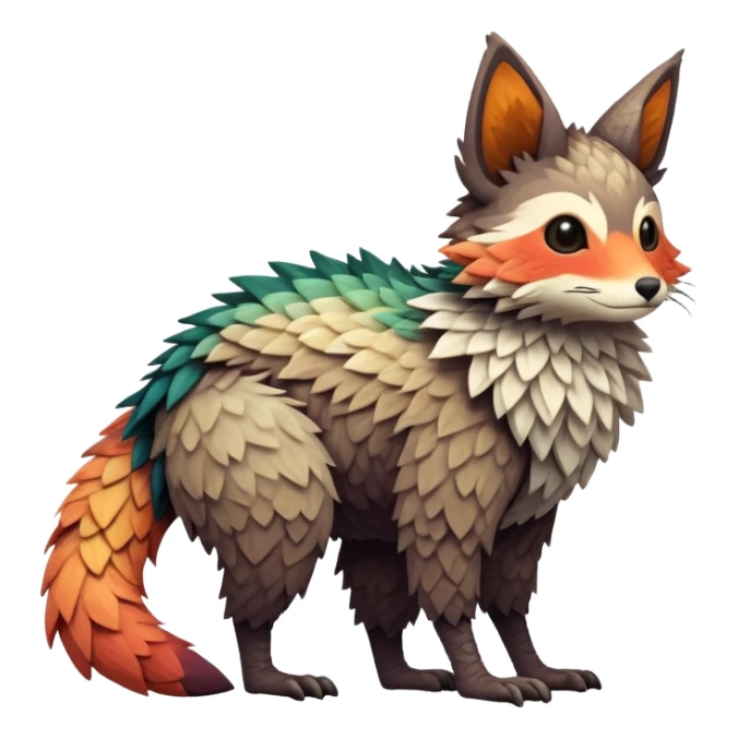 lush warm-colored Fakémon-Trico-creature (full body) sticker