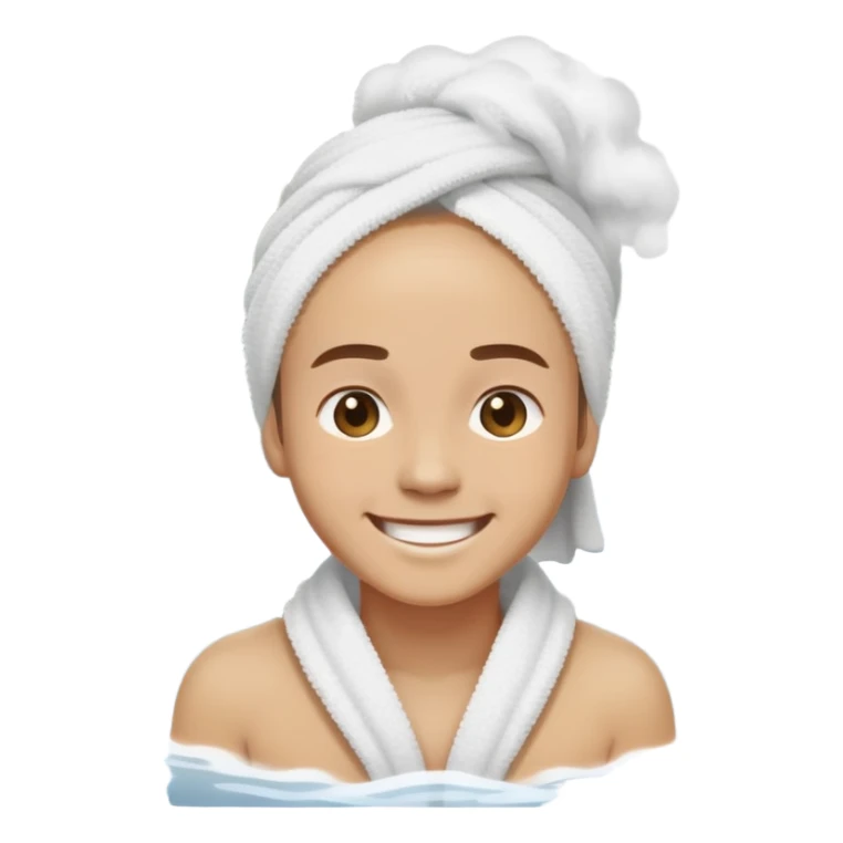 Person smiling in hot spring with steam rising sticker