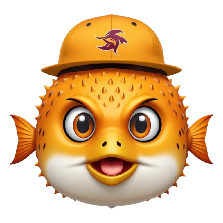 All Orange Blowfish facing forward With an Arizona State SunDevils AS logo Hat sticker