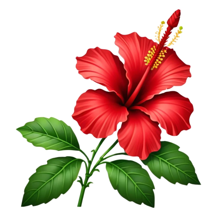 single red Hawaiian hibiscus, straight stem sticker
