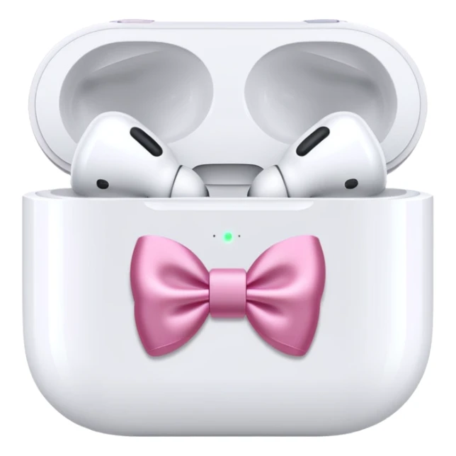 airpods max in white with pink bows sticker