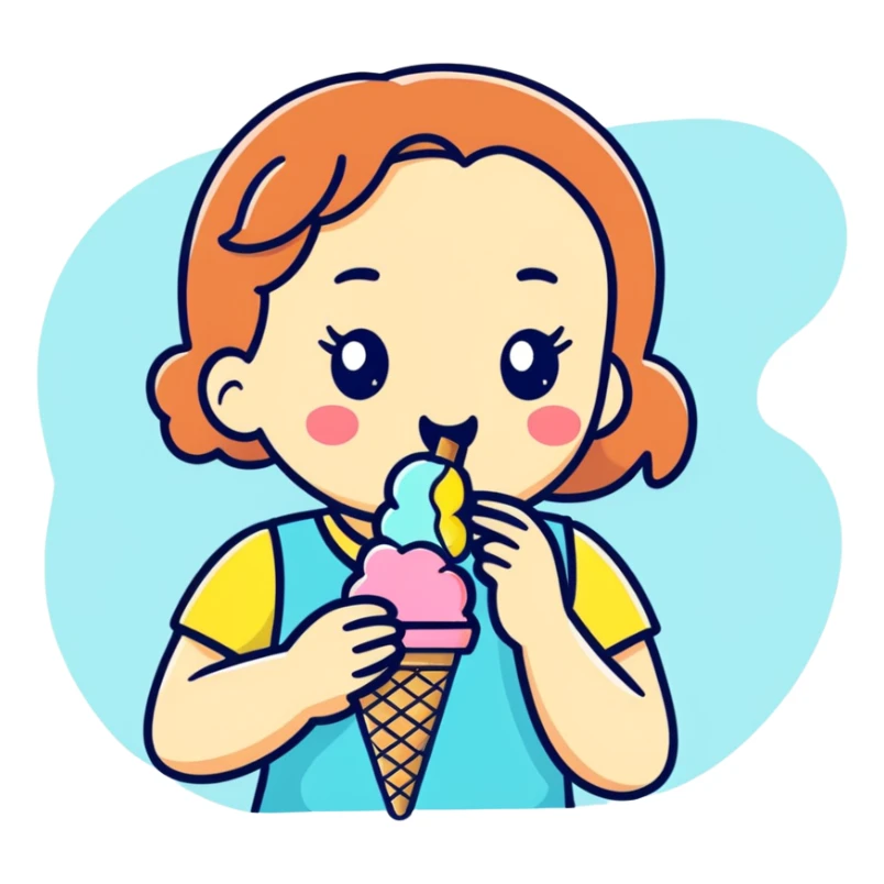 Girl eating ice cream  sticker