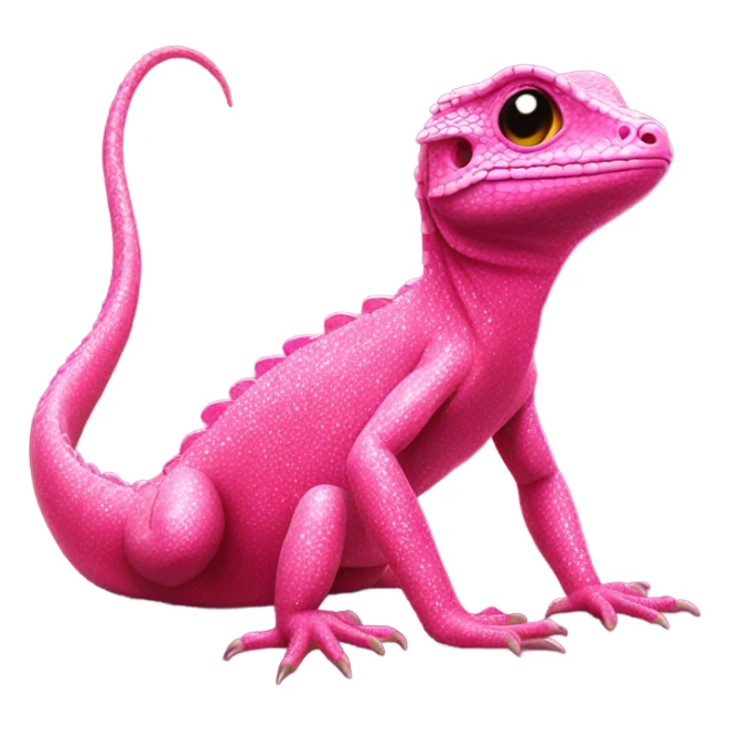 Hot pink lizard with glitter sitting  sticker