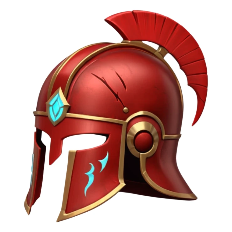 Ares legendary helmet object icon, ancient Greek helmet with glowing red runes, deep red energy glow, battle scars, epic fantasy style, 3D cartoon, mobile game icon style, centered, clean background, no text, no watermark

 sticker