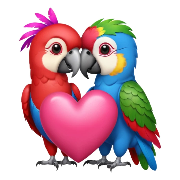 shiny heart kiss parrot sticker