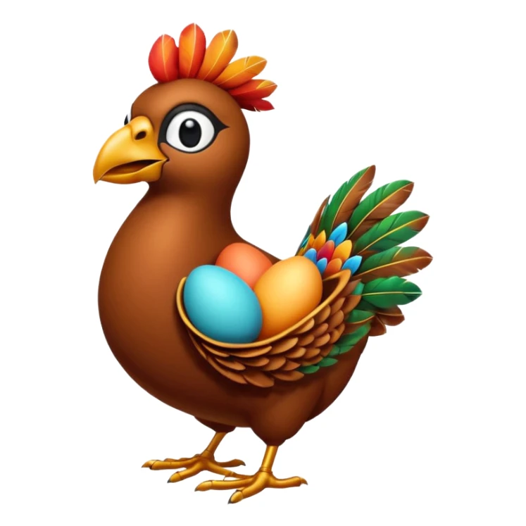 A 3D cartoon Sankofa bird with its head turned backward holding an egg in its beak, symbolizing learning from the past, vibrant colors, smooth lighting, Memoji-style rendering. sticker