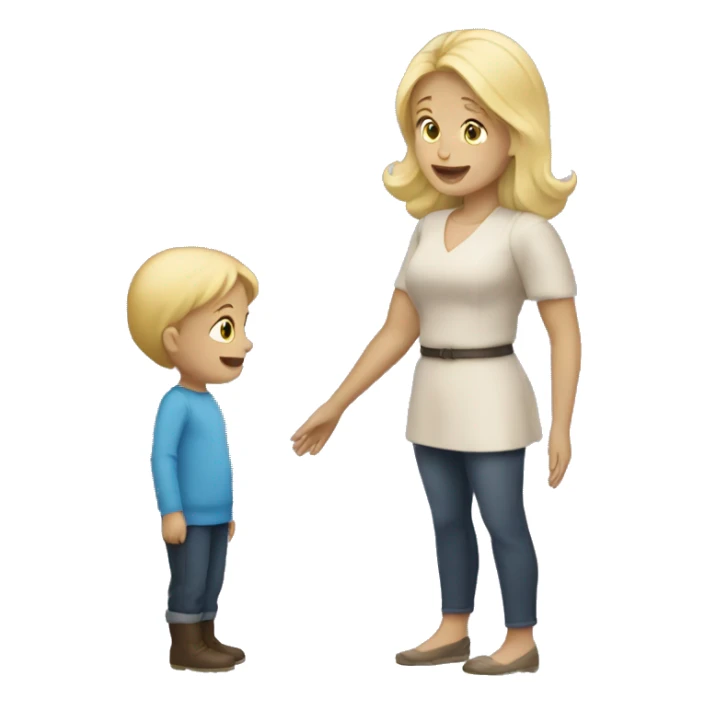 blonde women talking with blonde child  sticker