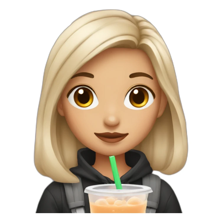 Girl with boba tea sticker