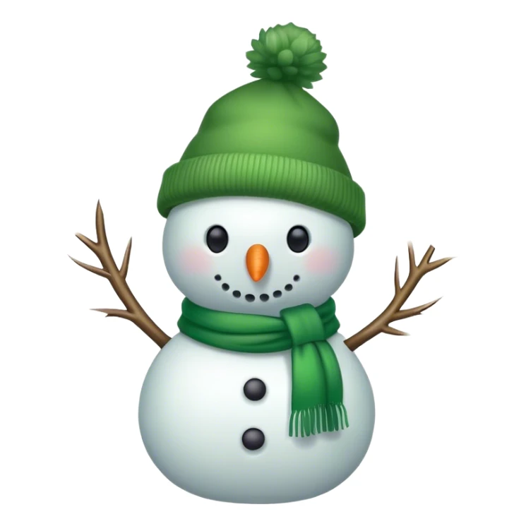 Green snowman with green hat and scarf sticker