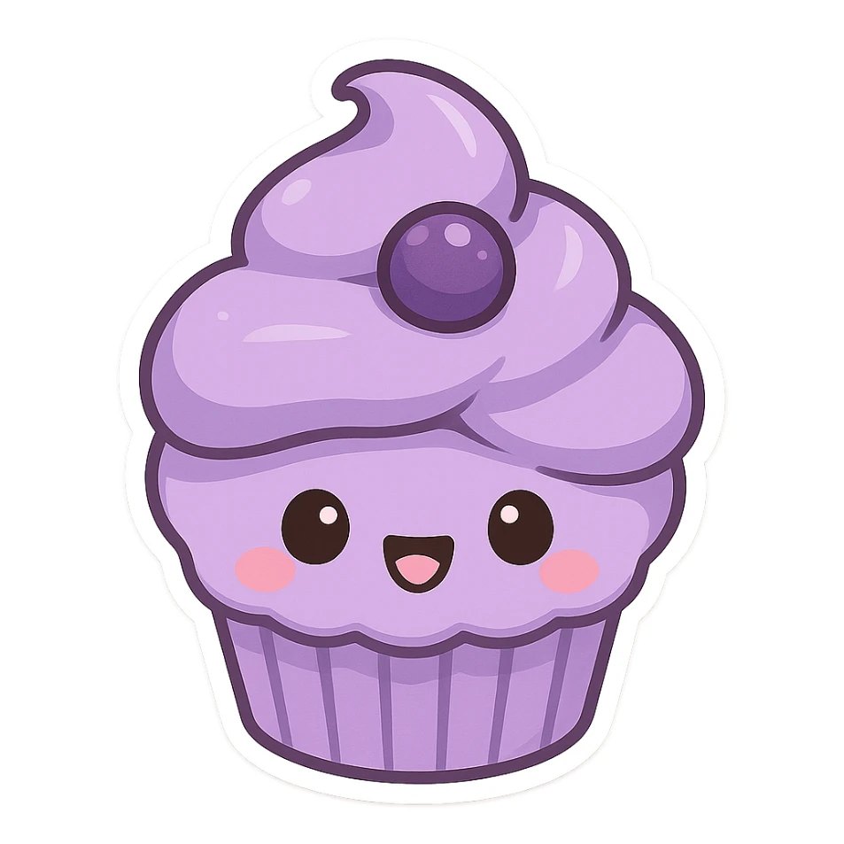 purple cupcake, sweet and cheerful sticker