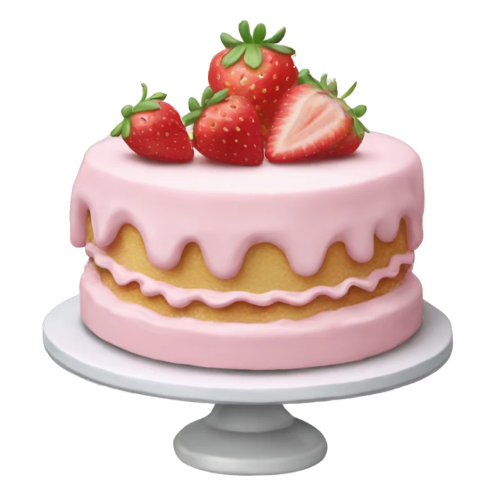 Light Pink strawberries and cream birthday cake  sticker