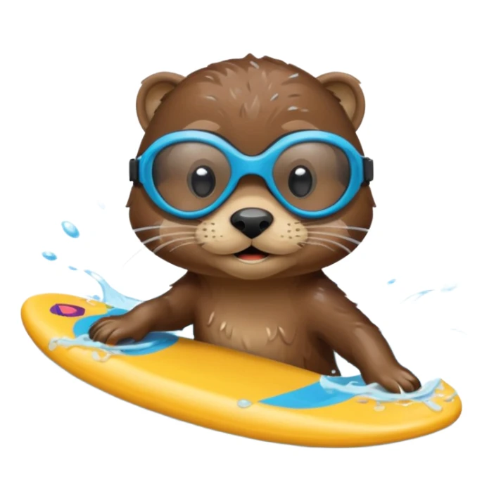 A sleek otter swimmer wearing goggles, splashing through the pool with tiny floating kickboard. sticker