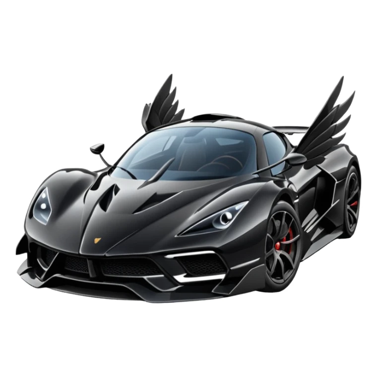 An black hypercar, with wings and satisfaction of specs sticker