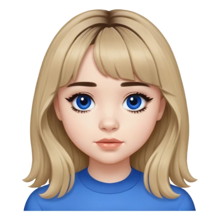 Sabrina carpenter with curtain bangs and wearing blue  sticker