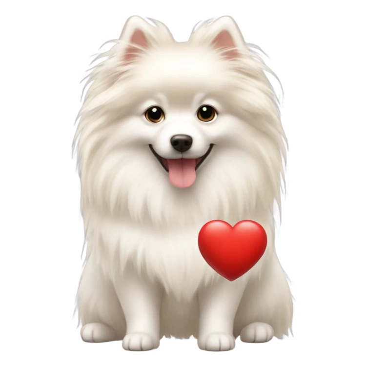 Girl blonde long hair white German spitz red heart sticker