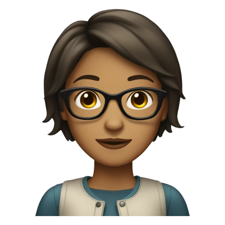 a tan girl with glasses and dark brown short hair sticker