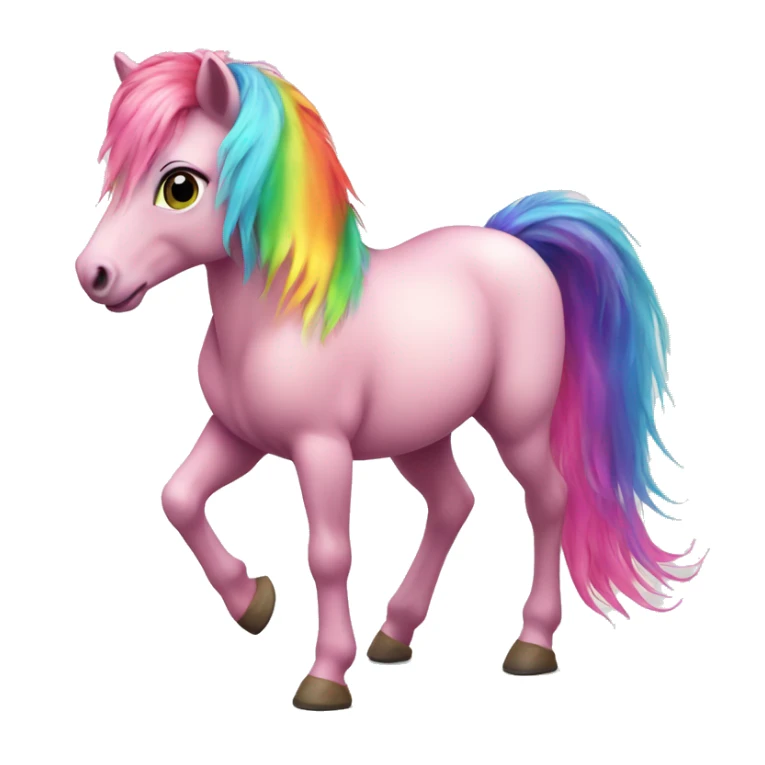 Realistic pink pony with rainbow hair full height sticker