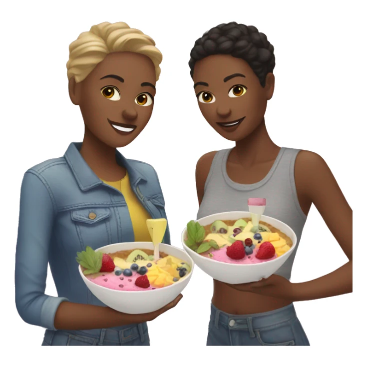 Lesbian couple eating smoothie bowls sticker